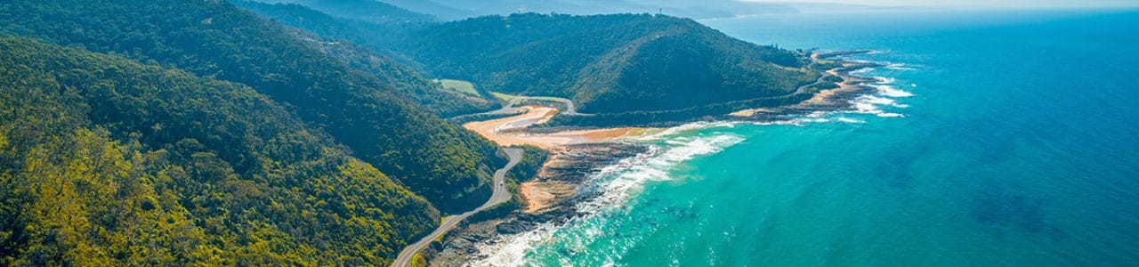An arial photograph of the Great Ocean Road, Victoria