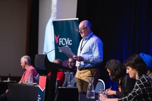 Graeme speaking at 'The Great Debate' during FCVic's Conference