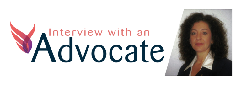 Next to the FCVic logo, text reads 'Interview with an Advocate'. Next to the text is a photograph of Nicky Tsalamandris.
