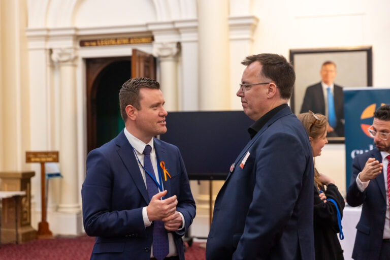 The Hon. Tim Richardson MP in conversation with SECL CEO Peter McNamara at the showcase.