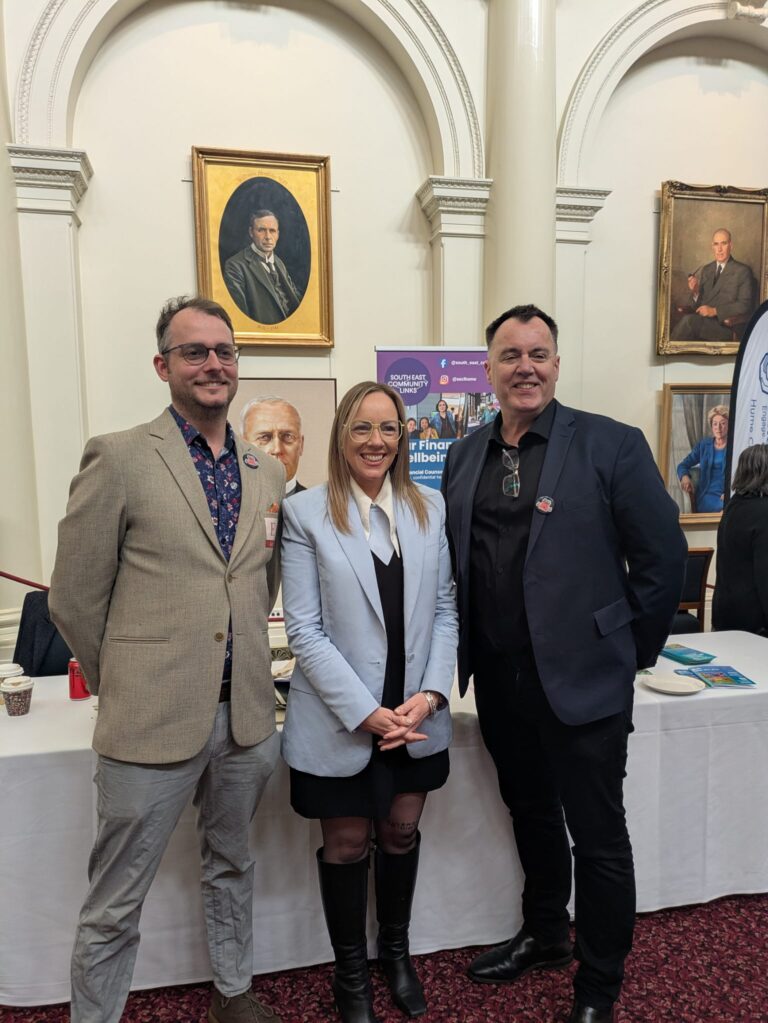 Renee Heath MP stands with FCVic CEO Zyl Hovenga-Wauchope and SECL CEO Peter McNamara.