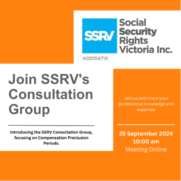 An invitation to SSRV's Consultation Group on 25 September 2024, 10:00am