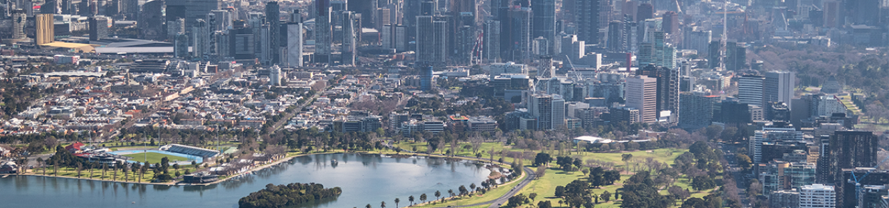 Decorative cover image showing City of Melbourne from a distance