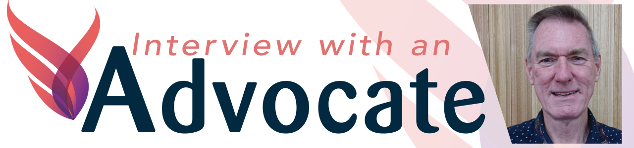 Text reads: Interview with an Advocate Image of Colin Handreck at right